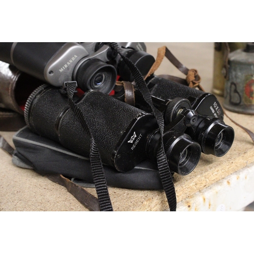 1192 - A PAIR OF MIRANDA BINOCULARS 10 X 50 MM FIELD 6.7 TOGETHER WITH A PAIR OF REGENT BINOCULARS 10 X 50 ... 