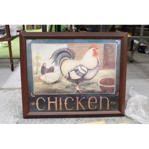 1182 - THREE FRAMED PRINTS OF CHICKENS