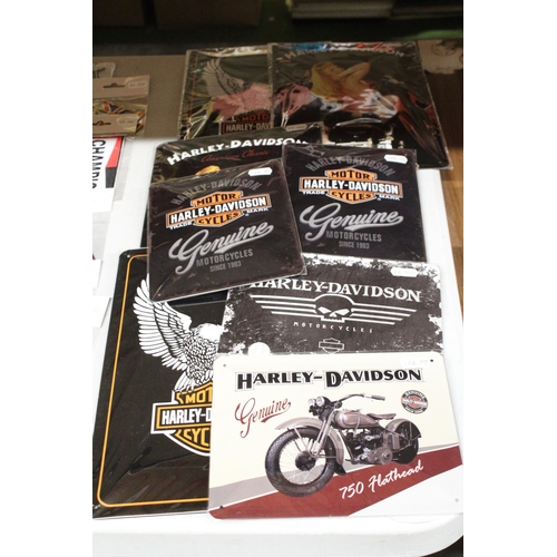 1205 - EIGHT TIN PLATE SIGNS HARLEY-DAVIDSON RELATED