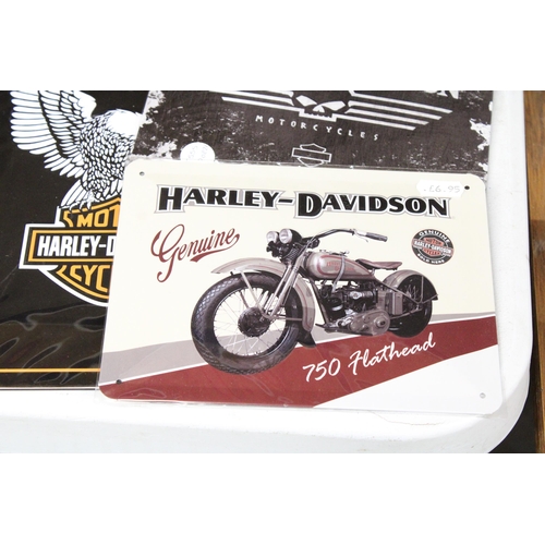 1205 - EIGHT TIN PLATE SIGNS HARLEY-DAVIDSON RELATED