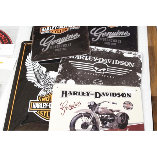 1205 - EIGHT TIN PLATE SIGNS HARLEY-DAVIDSON RELATED