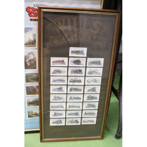 1210 - A COLLECTION OF THREE FRAMED CIGARETTE CARDS TO INCLUDE BRITAIN'S STEAM RAILWAYS, AEROPLANES, ETC.,