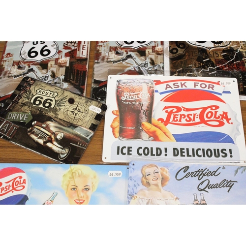 1299 - A QUANTITY OLF EIGHT METAL ADVERTISEMENT SIGNS TO INCLUDE COCA-COLA, PEPSI