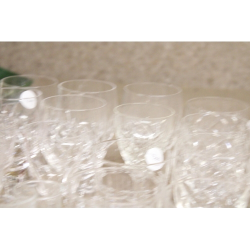 1310 - A LARGE ASSORTMENT OF GLASSWARE TO INCLUDE VASES, GOBLETS, TUMBLERS ETC