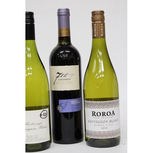 505 - A MIXED LOT TO INCLUDE THREE BOTTLES OF WHITE WINE TO INCLUDE ROROA NEW ZEALAND 2016, LIMITED RELEAS... 