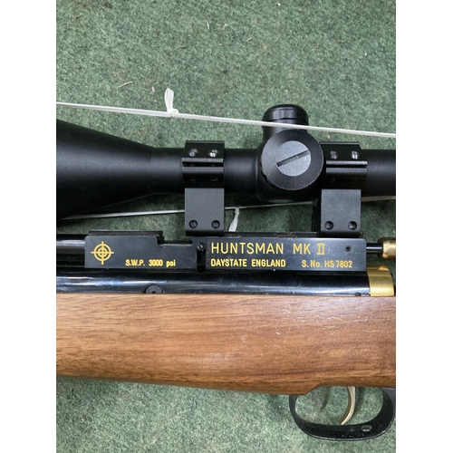 94 - A DAYSTATE HUNTSMAN MK2 0.22 AIR RIFLE WITH PARKER -HALE SOUND MODERATOR AND AGS 3-9X50 ILLUMINATED ... 