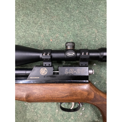 97 - AN RWS LR-20 .177 CALIBRE AIR RIFLE WITH PARKER - HALE SOUND MODERATOR AND BSA TELESCOPIC SIGHTS