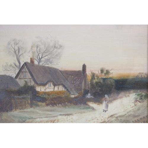 1179 - AN OIL ON CANVAS OF A COTTAGE SCENE, SIGNED L LAZENAY, NOV '91, IN A GILT FRAME, 44CM X 38CM