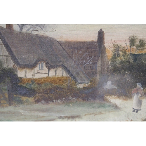 1179 - AN OIL ON CANVAS OF A COTTAGE SCENE, SIGNED L LAZENAY, NOV '91, IN A GILT FRAME, 44CM X 38CM