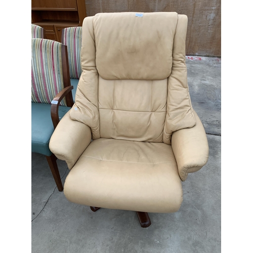 2990 - A STRESSLESS STYLE SWIVEL RECLINER