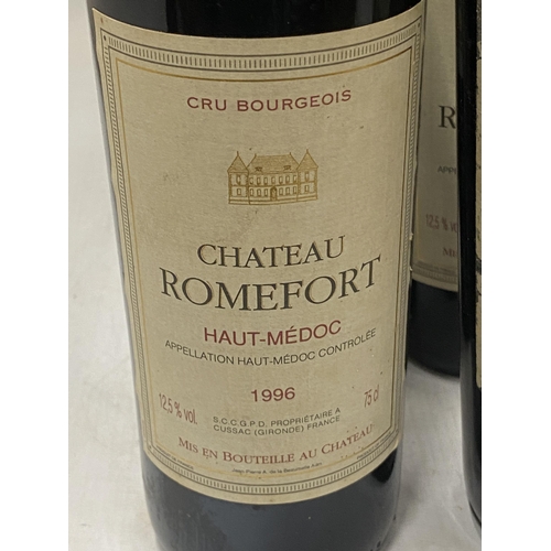 362A - A MIXED LOT OF SIX BOTTLES OF MATURE BORDEAUX TO INCLUDE 2 X ROMEFORT HAUT MEDOC 1996, 1 X PONT DE G... 