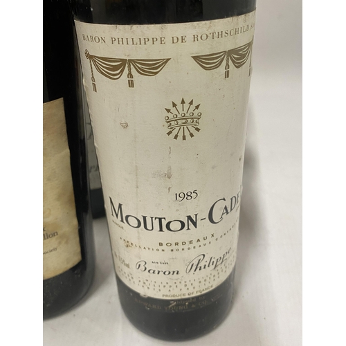 363A - A MIXED LOT OF SIX BOTTLES OF MATURE BORDEAUX TO INCLUDE 2 X MOUTON CADET 1985, 1 X TUILLAC 1975, 1 ... 