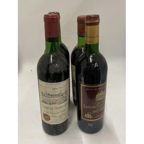 365A - FOUR MIXED BOTTLES OF MATURE BORDEAUX TO INCLUDE 1 X HOUFFAINT ST ESTEPHE 1971, 1 X LAFITTE GRAND VI... 