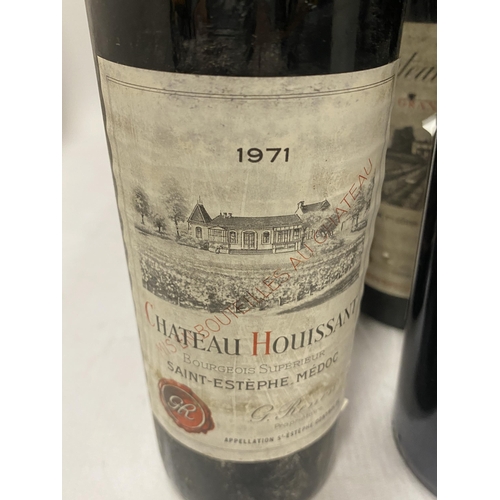 365A - FOUR MIXED BOTTLES OF MATURE BORDEAUX TO INCLUDE 1 X HOUFFAINT ST ESTEPHE 1971, 1 X LAFITTE GRAND VI... 