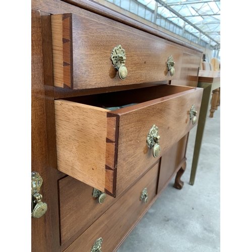 2994 - AN EARLY 20TH CENTURY MAHOGANY SIDEBOARD ON BALL AND CLAW FEET - 60