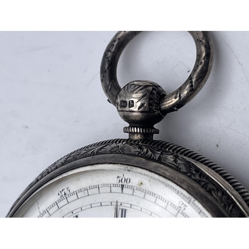 531 - AN ANTIQUE 925 SILVER IMPROVED CHRONOGRAPH POCKET WATCH 58MM