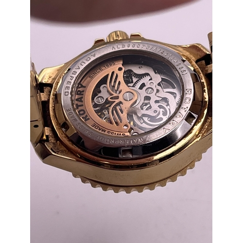 533 - A ROTARY AQUASPEED AUTOMATIC WRISTWATCH ROSE GOLD COLOUR WITH MOTHER OF PEARL DIAL