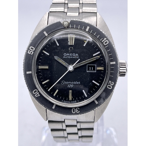 542 - A VINTAGE OMEGA SEAMASTER 120 DIVERS WATCH MANUAL WIND COMPLETE WITH BRACELET SEEN WORKING AND KEEPI... 