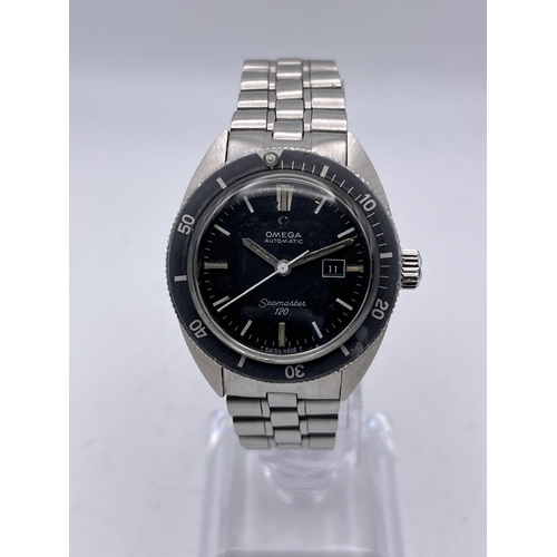 542 - A VINTAGE OMEGA SEAMASTER 120 DIVERS WATCH MANUAL WIND COMPLETE WITH BRACELET SEEN WORKING AND KEEPI... 