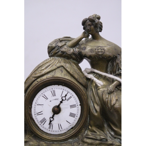 120 - A 19TH CENTURY BRASS FRENCH MANTLE CLOCK CIRCA 1880