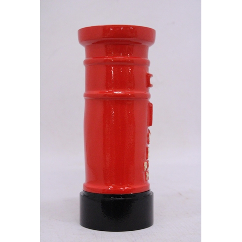 902 - A CAST RED, ROYAL MAIL POST BOX MONEY BOX, HEIGHT 19CM