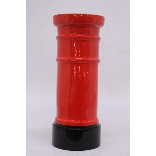 902 - A CAST RED, ROYAL MAIL POST BOX MONEY BOX, HEIGHT 19CM