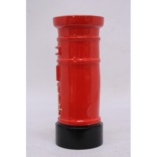 902 - A CAST RED, ROYAL MAIL POST BOX MONEY BOX, HEIGHT 19CM