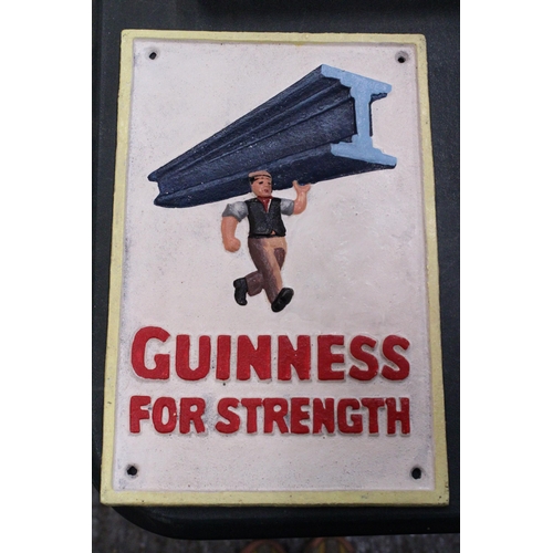 915 - A CAST 'GUINNESS FOR STRENGTH' SIGN, 20CM X 30CM