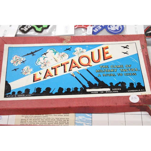 1098 - A 1939 VINTAGE GAME 'L'ATTAQUE', COMPLETE AND BOXED