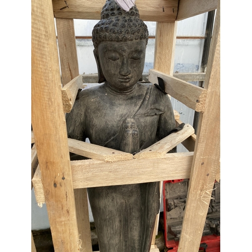 1667 - A CEMENT FIBRE FIGURE OF A STANDING MEDITATION BUDHA (H:120CM)