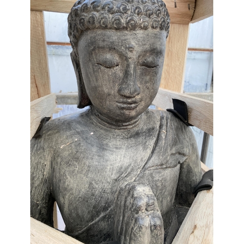 1667 - A CEMENT FIBRE FIGURE OF A STANDING MEDITATION BUDHA (H:120CM)