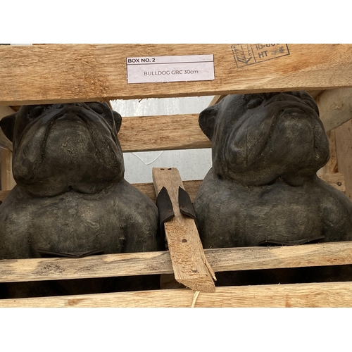 1672 - A PAIR OF CEMENT FIBRE BULLDOG FIGURES (H:30CM)