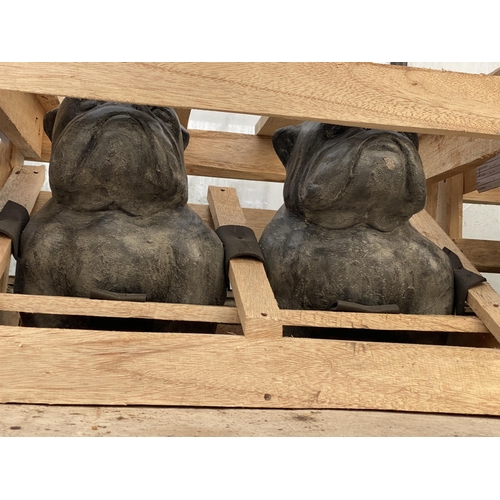 1673 - A PAIR OF CEMENT FIBRE BULLDOG FIGURES (H:30CM)