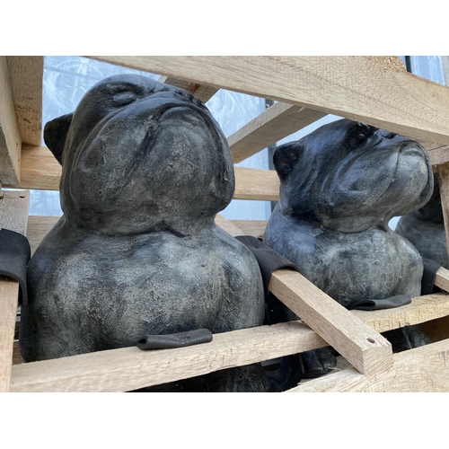 1673 - A PAIR OF CEMENT FIBRE BULLDOG FIGURES (H:30CM)