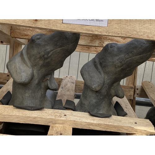 1678 - A PAIR OF HEAVY CONCRETE DACHSHUND FIGURES