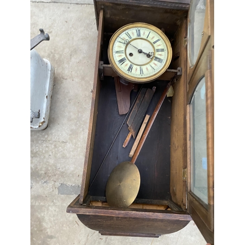 1748 - AN OAK CASED CHIMING WALL CLOCK