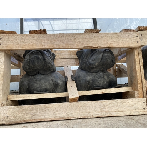 1674 - A PAIR OF CEMENT FIBRE BULLDOG FIGURES (H:30CM)