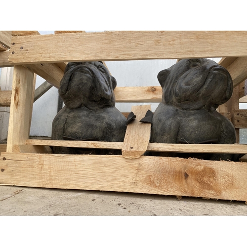 1675 - A PAIR OF CEMENT FIBRE BULLDOG FIGURES (H:30CM)