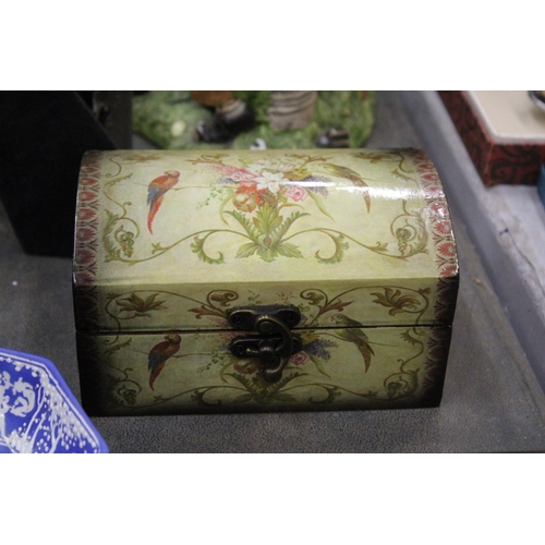 237 - TWO DECORATIVE WOODEN BOXES TO INCLUDE ONE MUSICAL