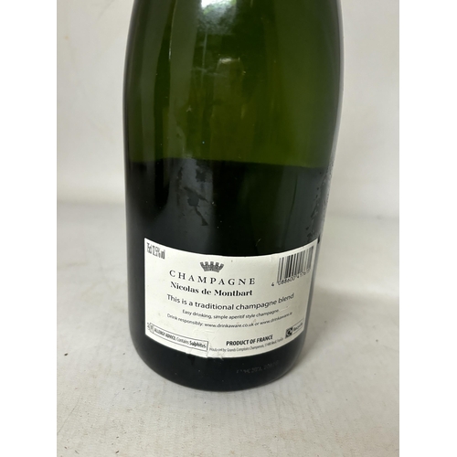 397 - A BOTTLE OF NICOLAS DE MONTBART BRUT CHAMPAGNE