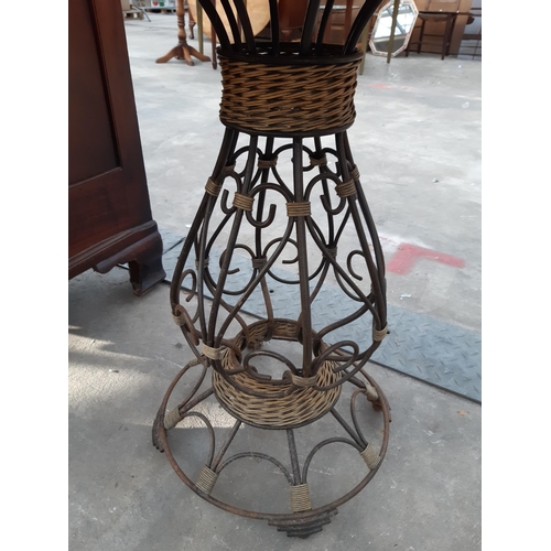 2873 - A WICKER AND METALWARE CONSERVATORY TABLE, 30