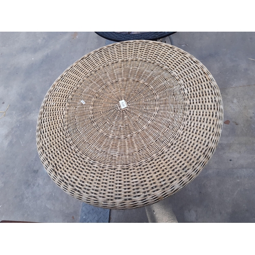 2873 - A WICKER AND METALWARE CONSERVATORY TABLE, 30