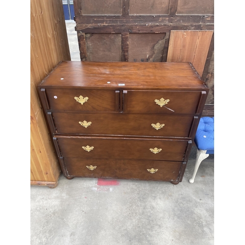 2957 - A VICTORIAN STYLE CHEST OF FOUR DRAWERS WITH DROP-DOWN FLAP, 42