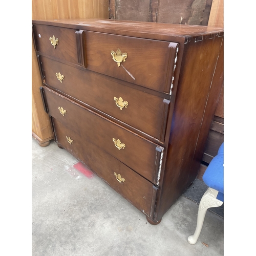 2957 - A VICTORIAN STYLE CHEST OF FOUR DRAWERS WITH DROP-DOWN FLAP, 42