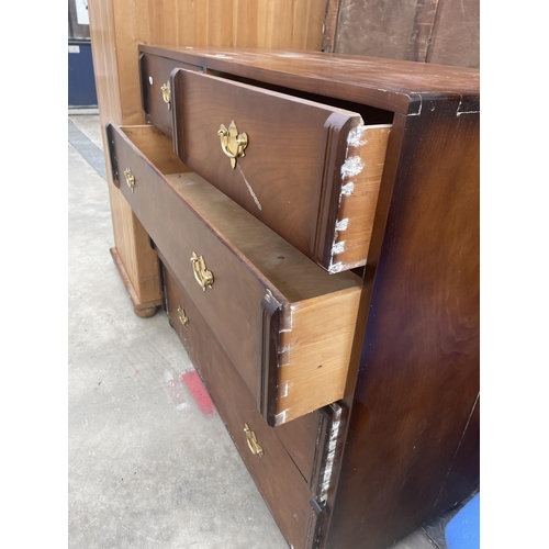 2957 - A VICTORIAN STYLE CHEST OF FOUR DRAWERS WITH DROP-DOWN FLAP, 42