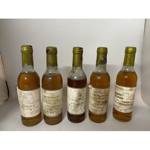 444 - FIVE HALF BOTTLES OF 1978 CHATEAU LAMOTHE SAUTERNES