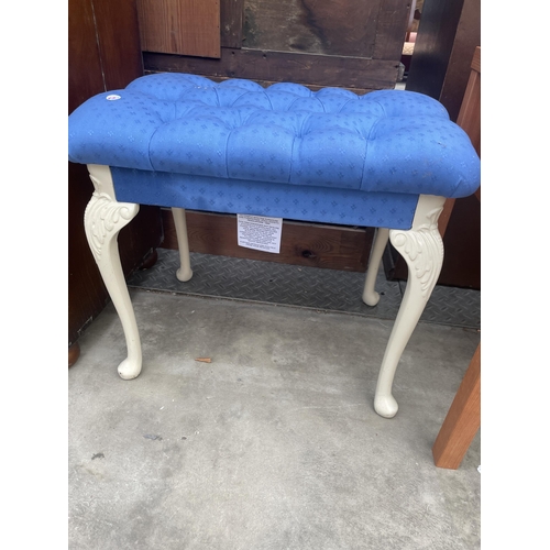 2956 - A CABRIOLE LEG STOOL AND BEDSIDE TABLE