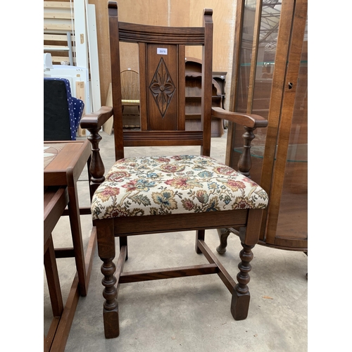 2975 - AN OAK OLD CHARM CARVER CHAIR