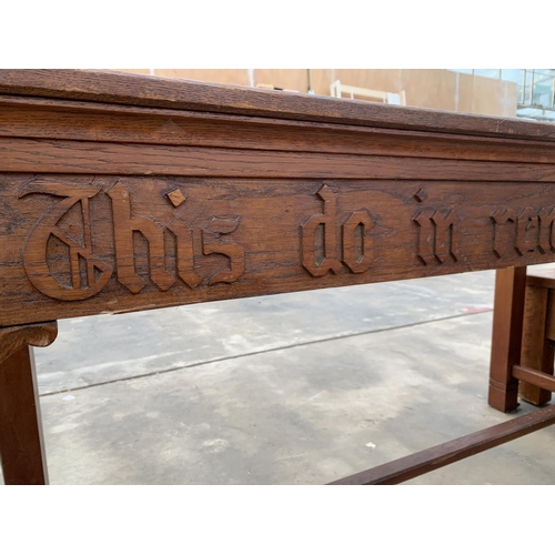 2979 - AN OAK JACOBEAN STYLE SIDE TABLE CARVED, 60