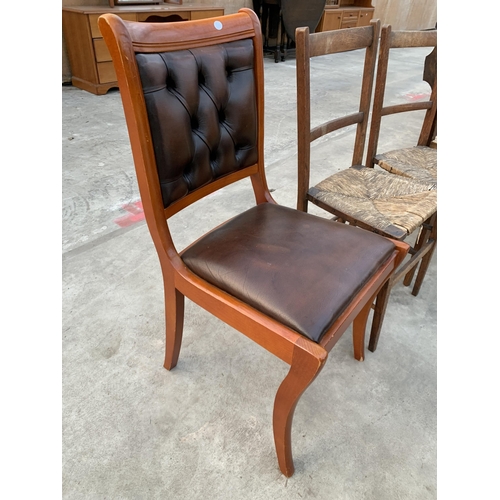 2995 - A CHAPEL CHAIR AND TWO BEDROOM CHAIRS